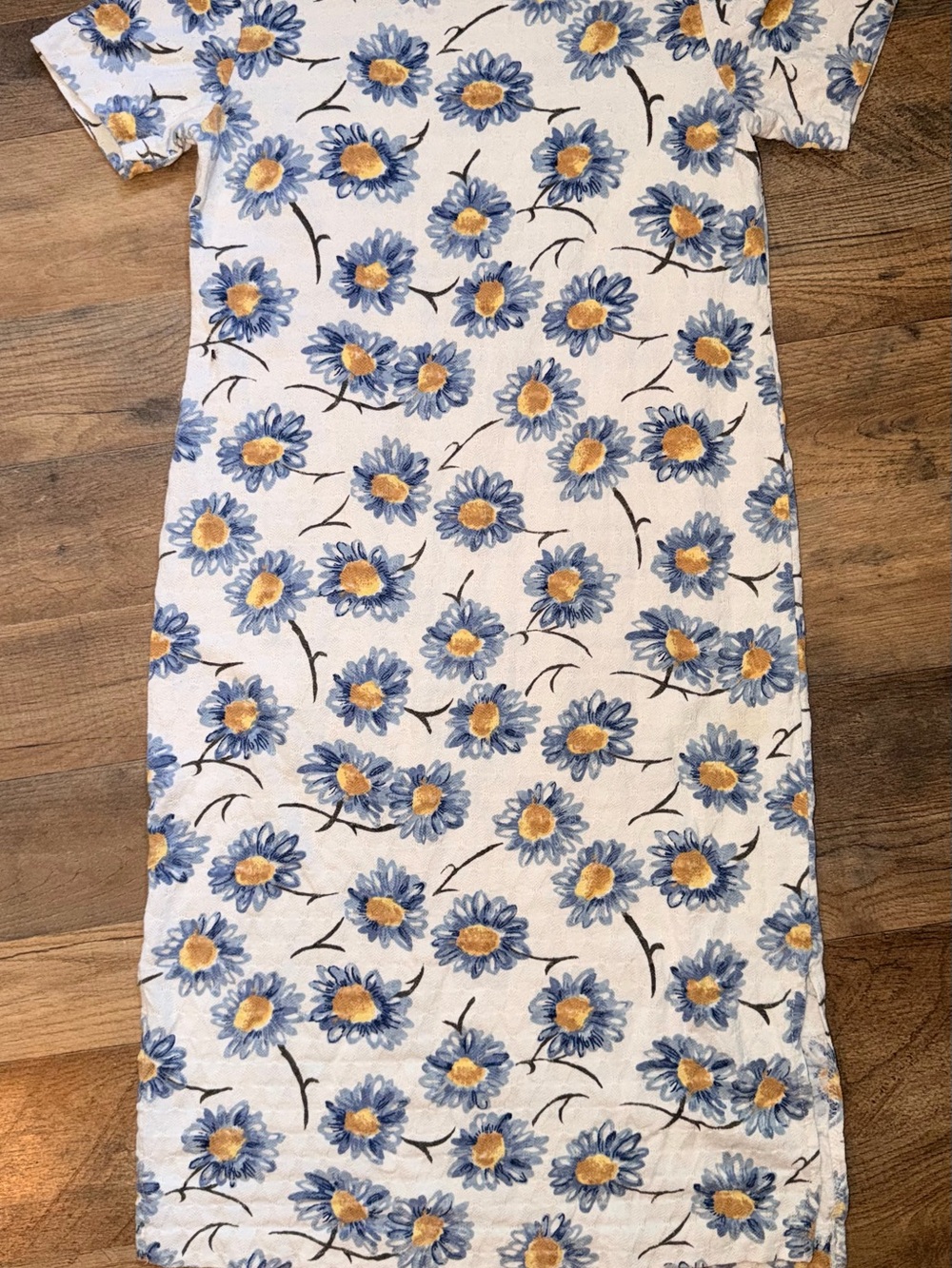 Kids Floral Daisy 90s White & Blue Formal Dress